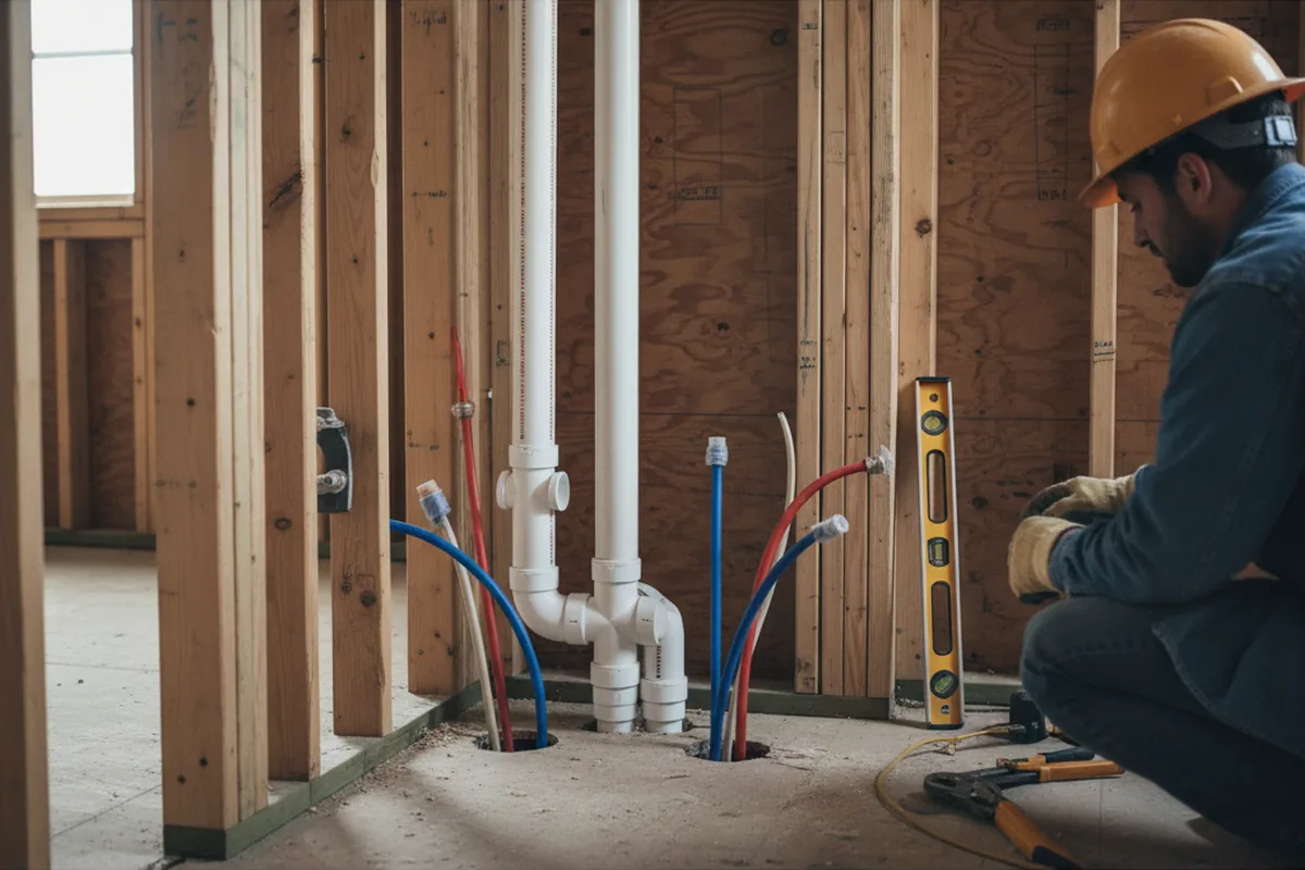 Drain and supply rough-in during Leak Detection in Creighton